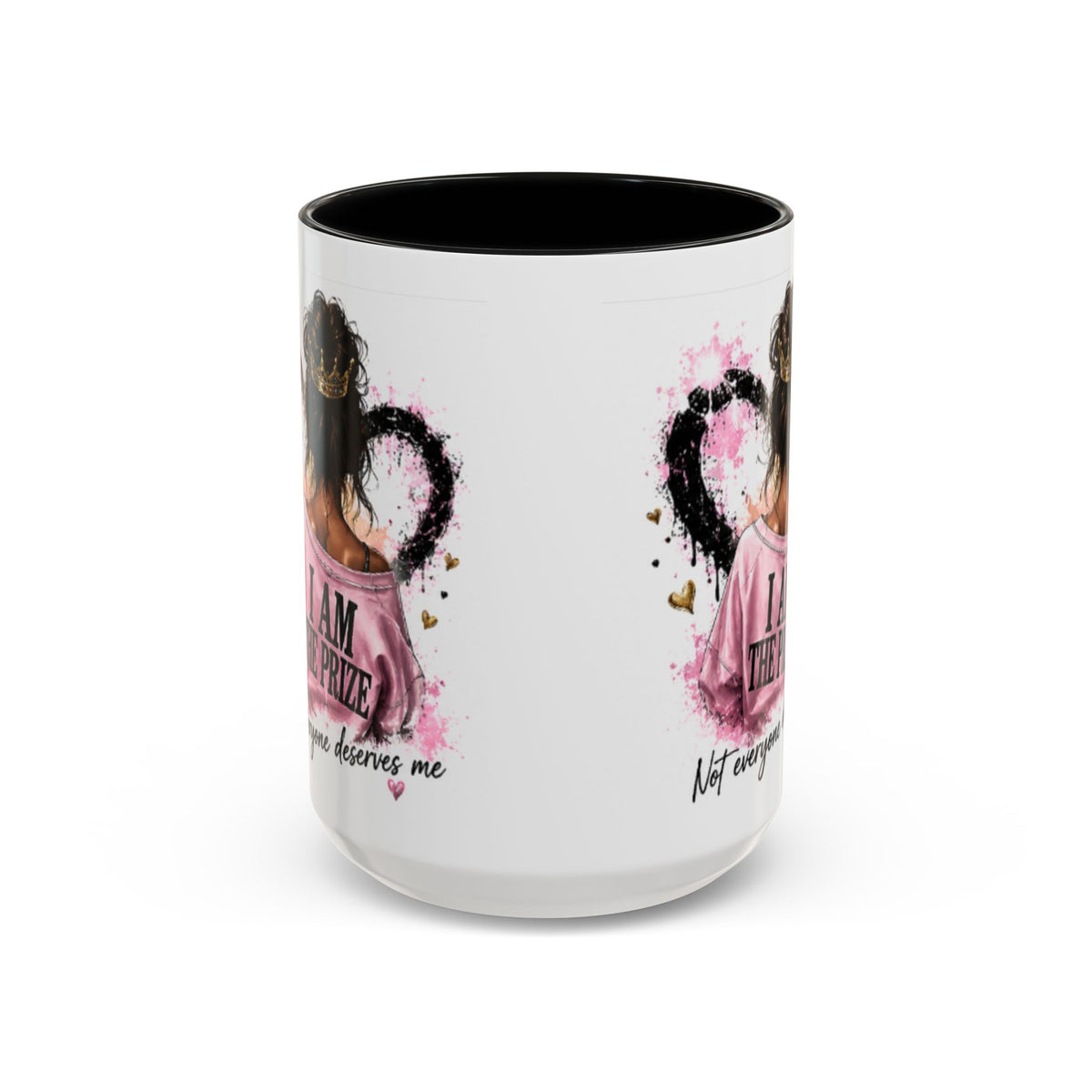 Accent Coffee Mug — "I Am The Prize" Floral Heart Design (11/15oz)