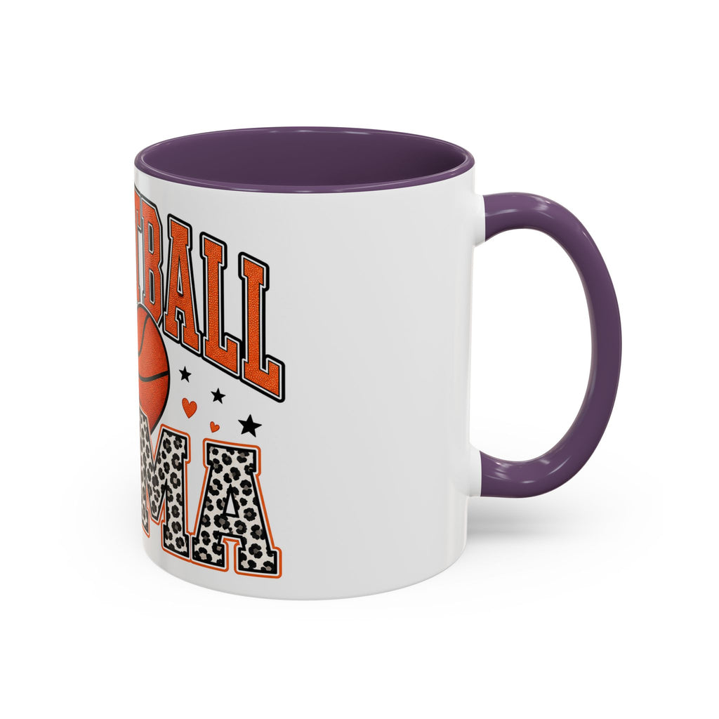 Basketball Mama Accent Coffee Mug – Leopard Print Hoop Mom Gift (11/15oz)