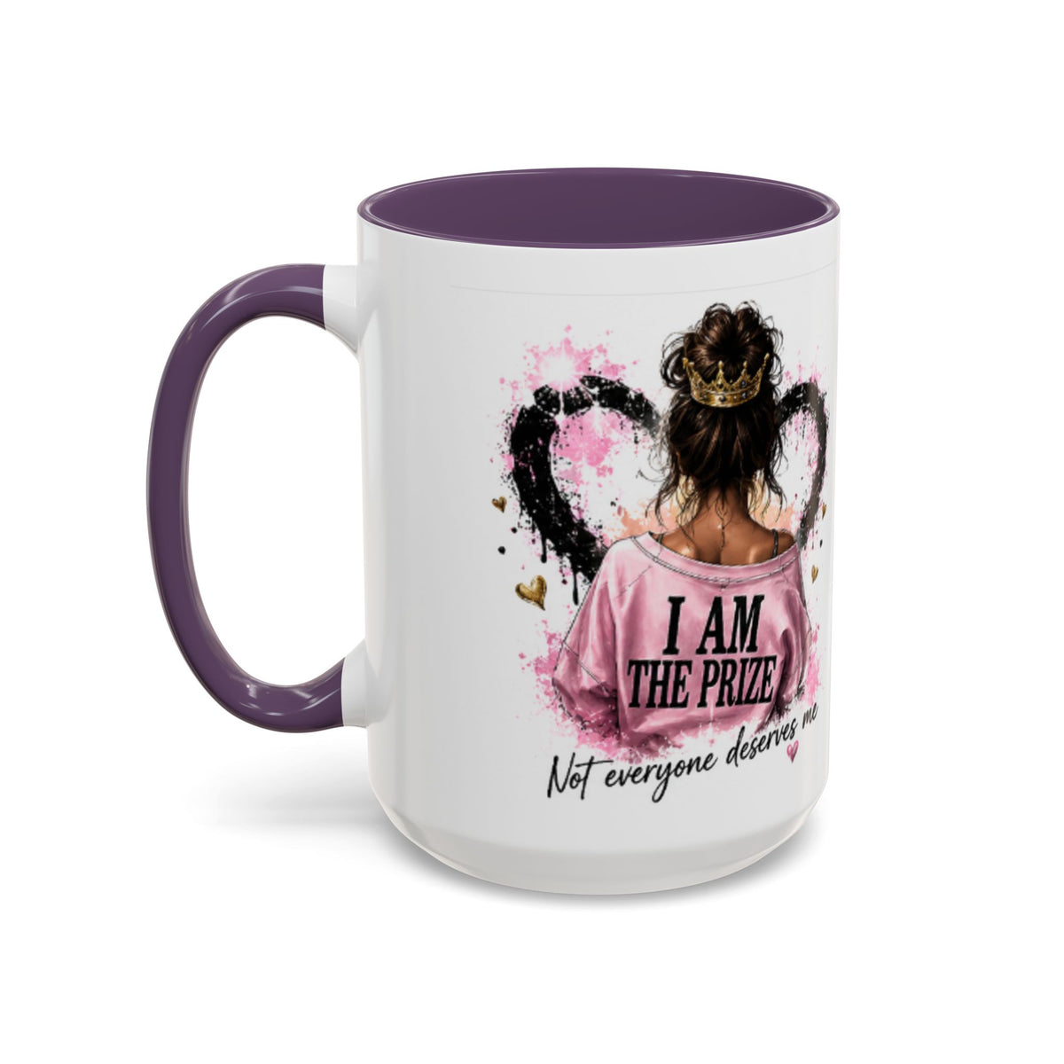 Accent Coffee Mug — "I Am The Prize" Floral Heart Design (11/15oz)