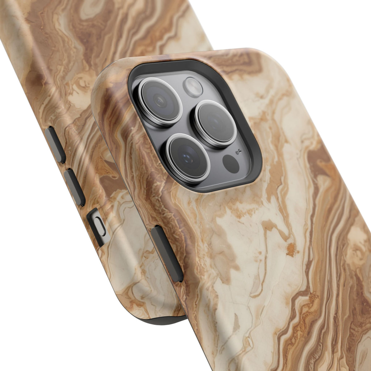 Magnetic Impact-Resistant Phone Case — Brown Marble Protective Cover
