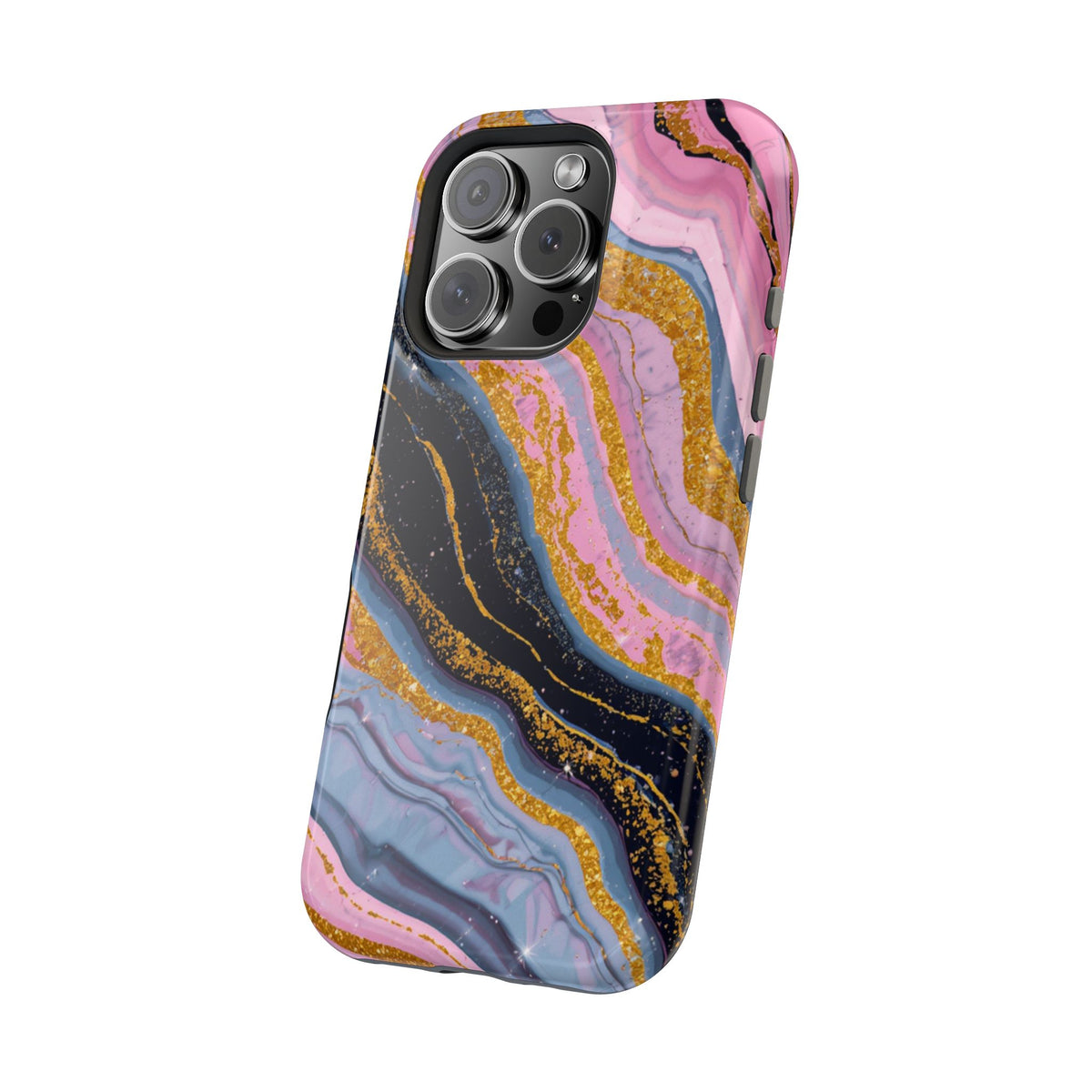Marbled Pink & Gold Magnetic Phone Case — Impact-Resistant Protective Cover