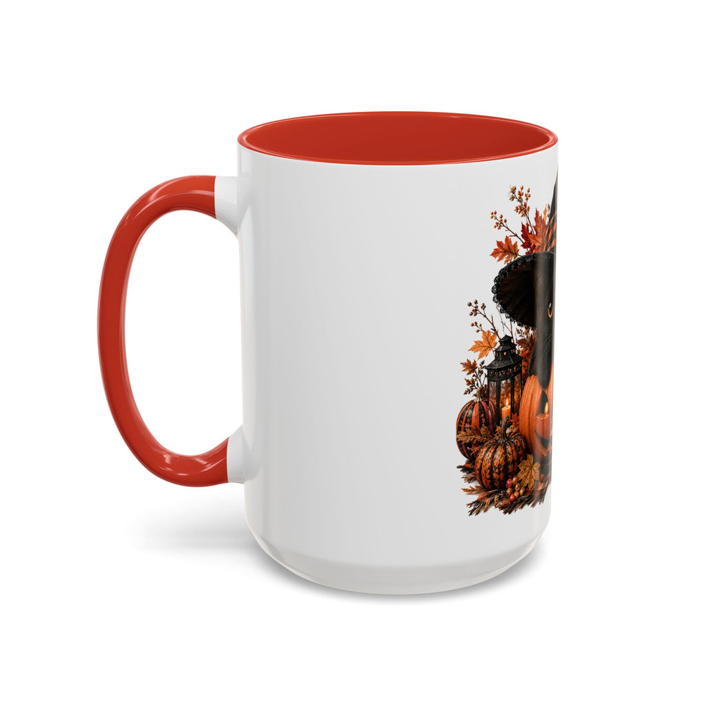 Halloween Black Cat Pumpkin Coffee Mug – Autumn Witch Hat Accent Mug (11/15oz)