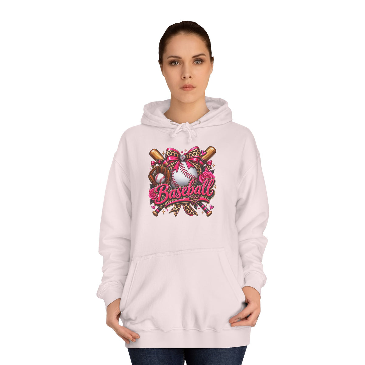 Baseball Heart Graphic Hoodie – Pink Softball/Baseball Team Pullover