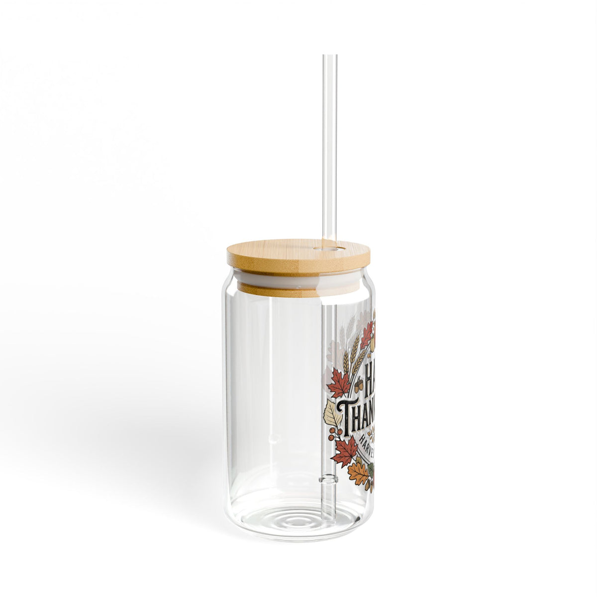 Happy Thanksgiving 16oz Sipper Glass - Harvest Blessings Pumpkin Fall Drink Tumbler with Straw