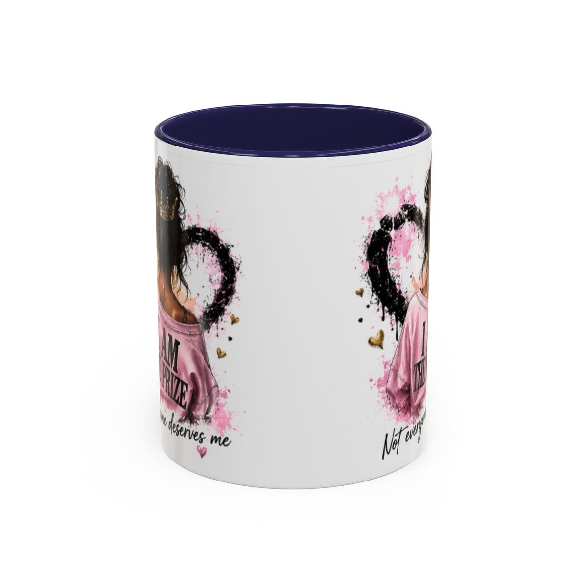 Accent Coffee Mug — "I Am The Prize" Floral Heart Design (11/15oz)