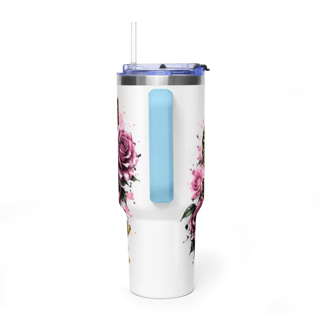 40oz Tumbler - "Self Love is the Real Glow" Leopard Crown Floral Insulated Cup