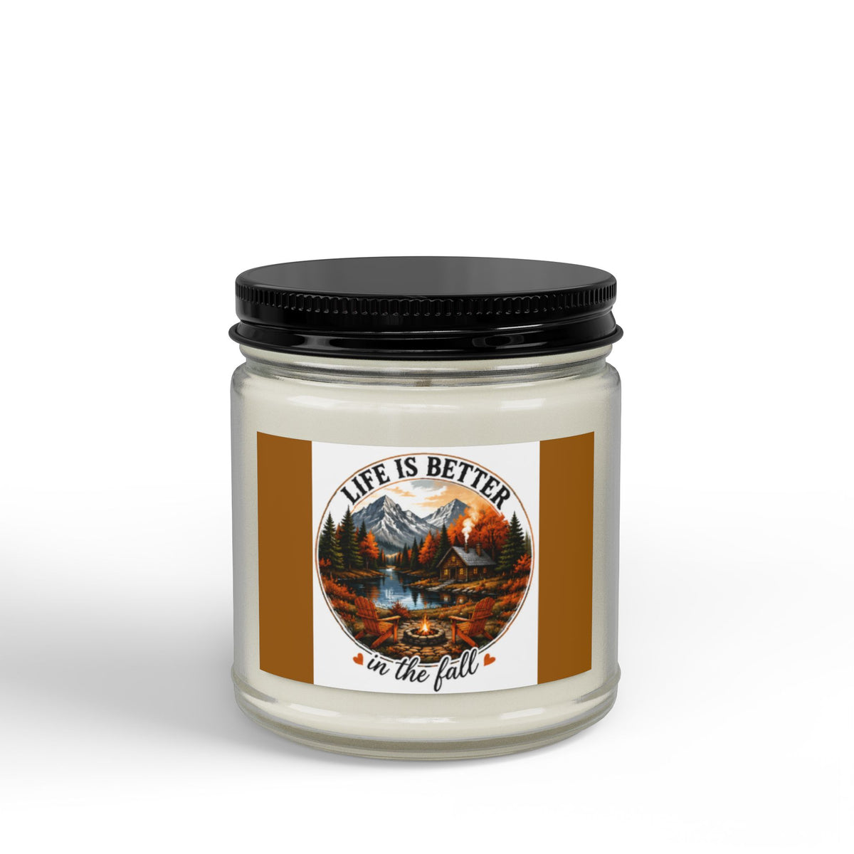 Fall Scented Soy Candle — "Life Is Better in the Fall" Amber Jar (4oz & 9oz)