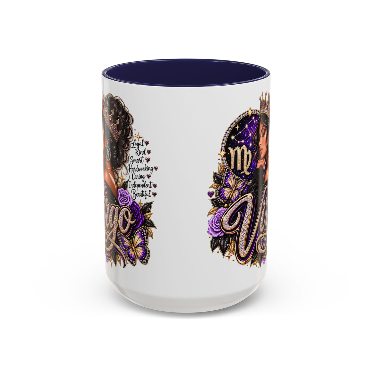 Virgo Zodiac Accent Coffee Mug — Purple Crowned Virgo Astrology Gift (11/15oz)