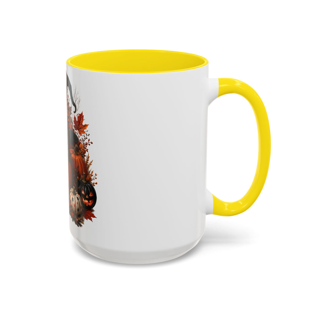 Halloween Black Cat Pumpkin Coffee Mug – Autumn Witch Hat Accent Mug (11/15oz)