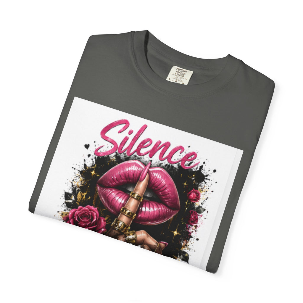 Silence Is My Power T-Shirt — Graphic Lip & Rose Statement Tee