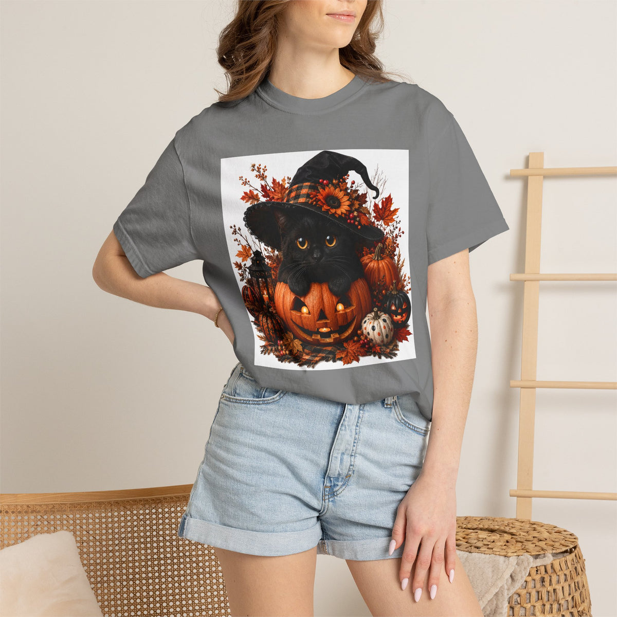 Halloween Black Cat Pumpkin T-Shirt