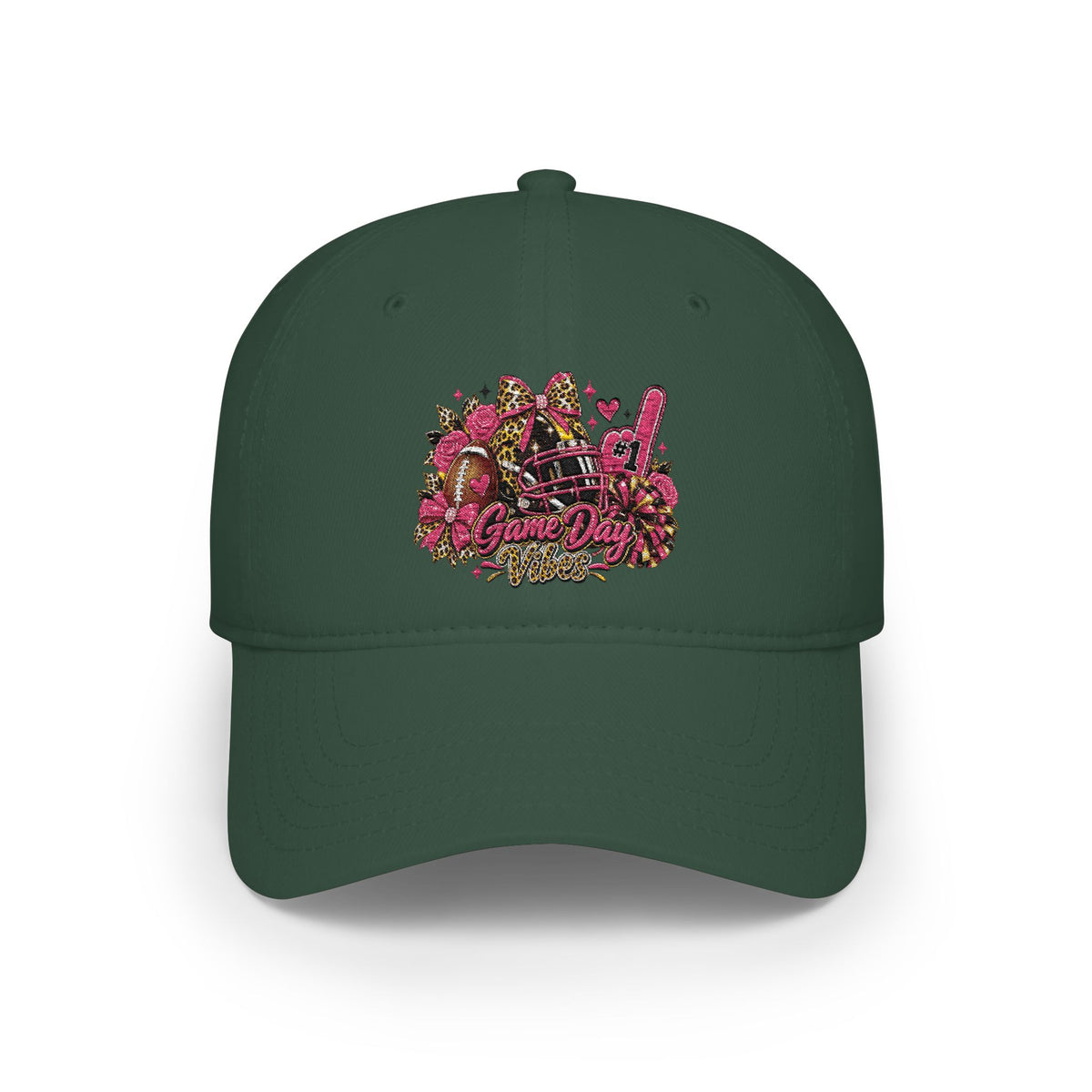 Red Floral Rhinestone Guitar Cap — Low Profile Baseball Hat for Music Lovers