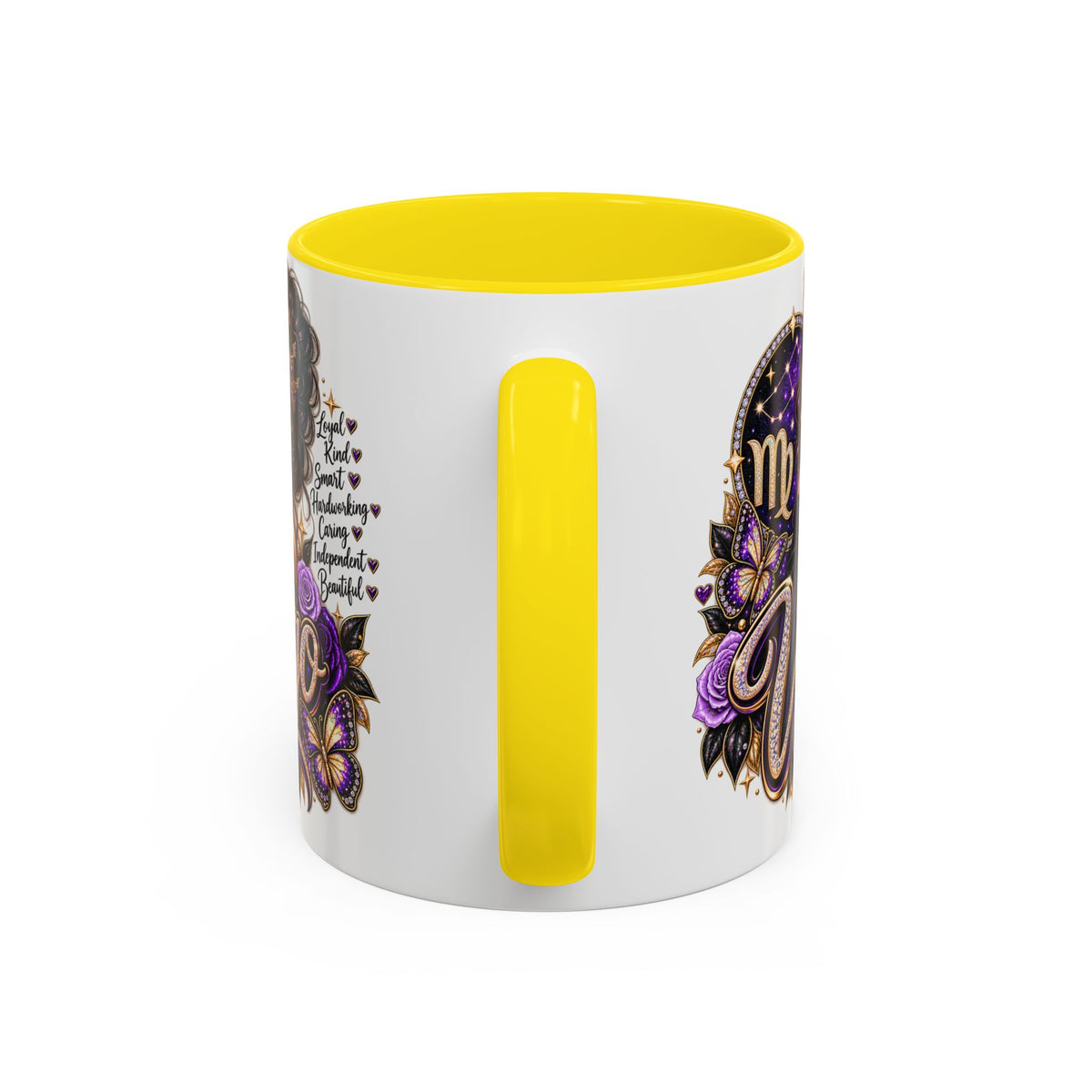 Virgo Zodiac Accent Coffee Mug — Purple Crowned Virgo Astrology Gift (11/15oz)