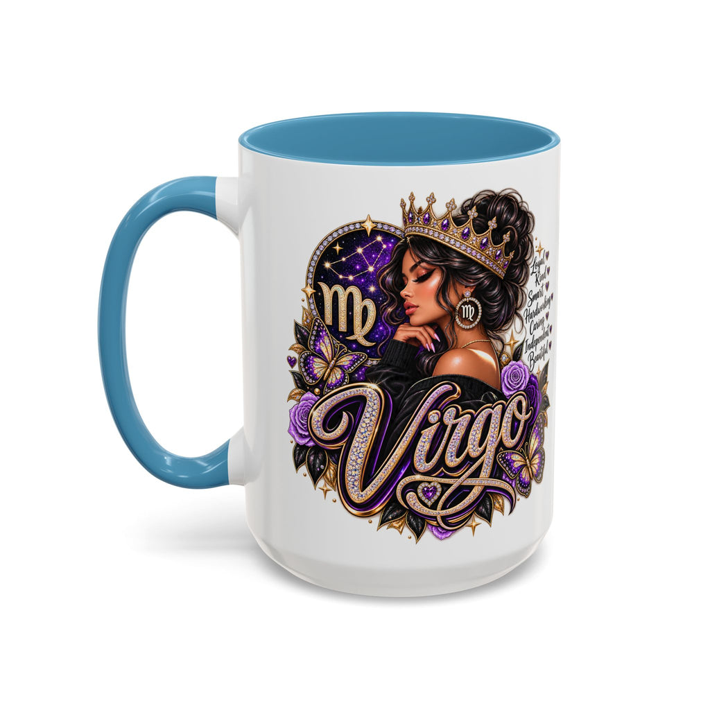 Virgo Zodiac Accent Coffee Mug — Purple Crowned Virgo Astrology Gift (11/15oz)
