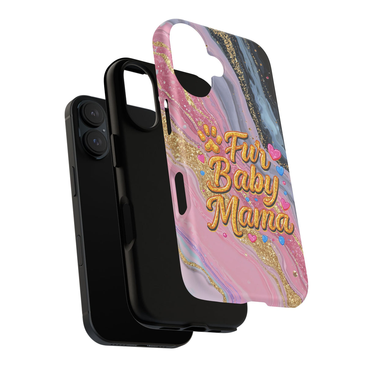 Phone Case — “Fur Baby Mama” Pink Marble Tough Magnetic Case