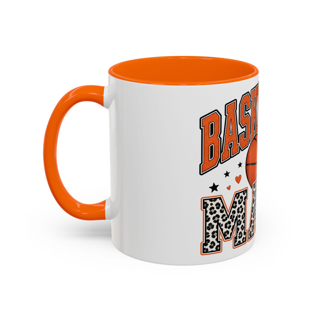 Basketball Mama Accent Coffee Mug – Leopard Print Hoop Mom Gift (11/15oz)