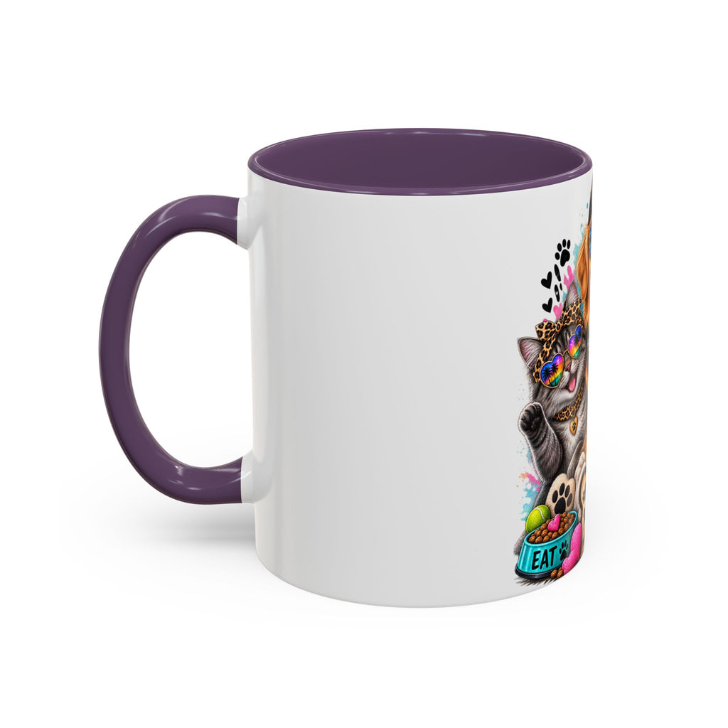 Coffee Mug — "Life is Better with Pets" Colorful Dog & Cat Paw-some Design (11/15 oz)