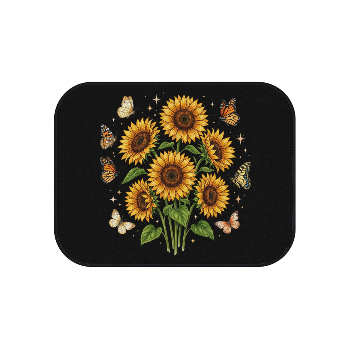 Sunflower & Butterfly Car Mats (Set of 4) - Floral Auto Floor Rugs