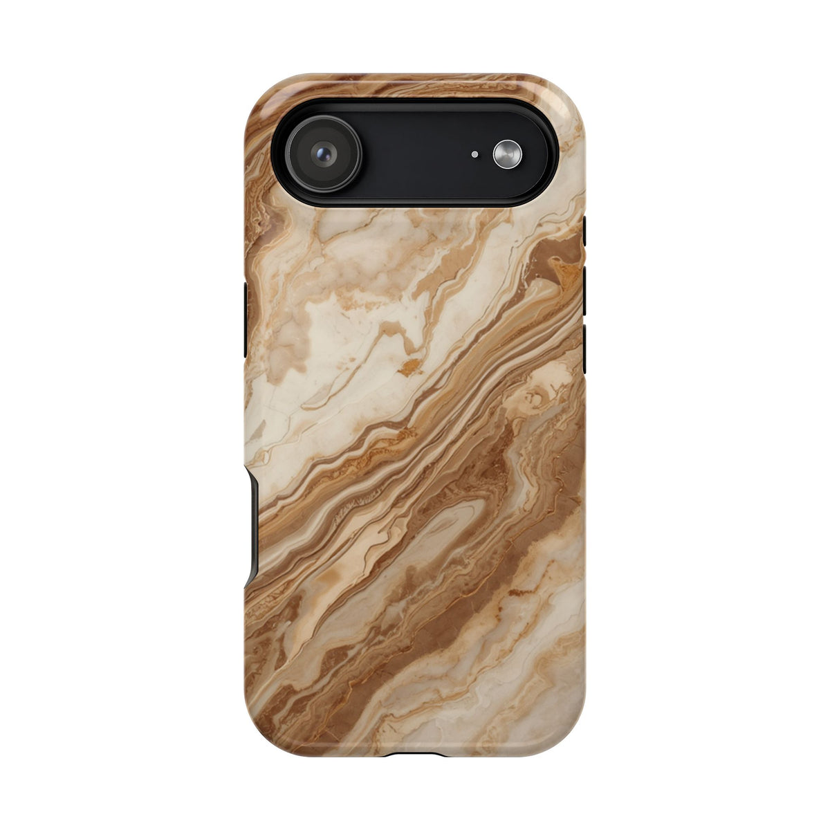 Magnetic Impact-Resistant Phone Case — Brown Marble Protective Cover