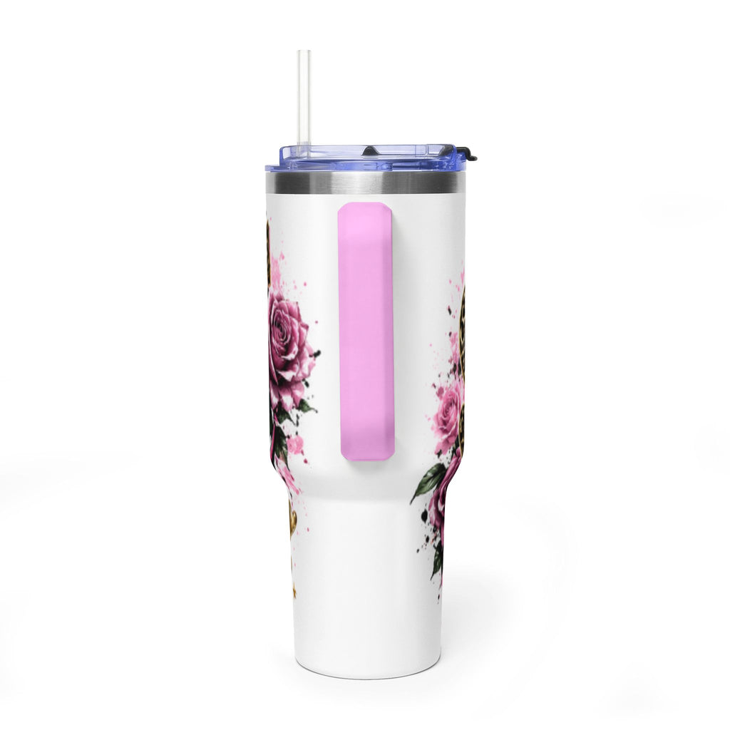 40oz Tumbler - "Self Love is the Real Glow" Leopard Crown Floral Insulated Cup