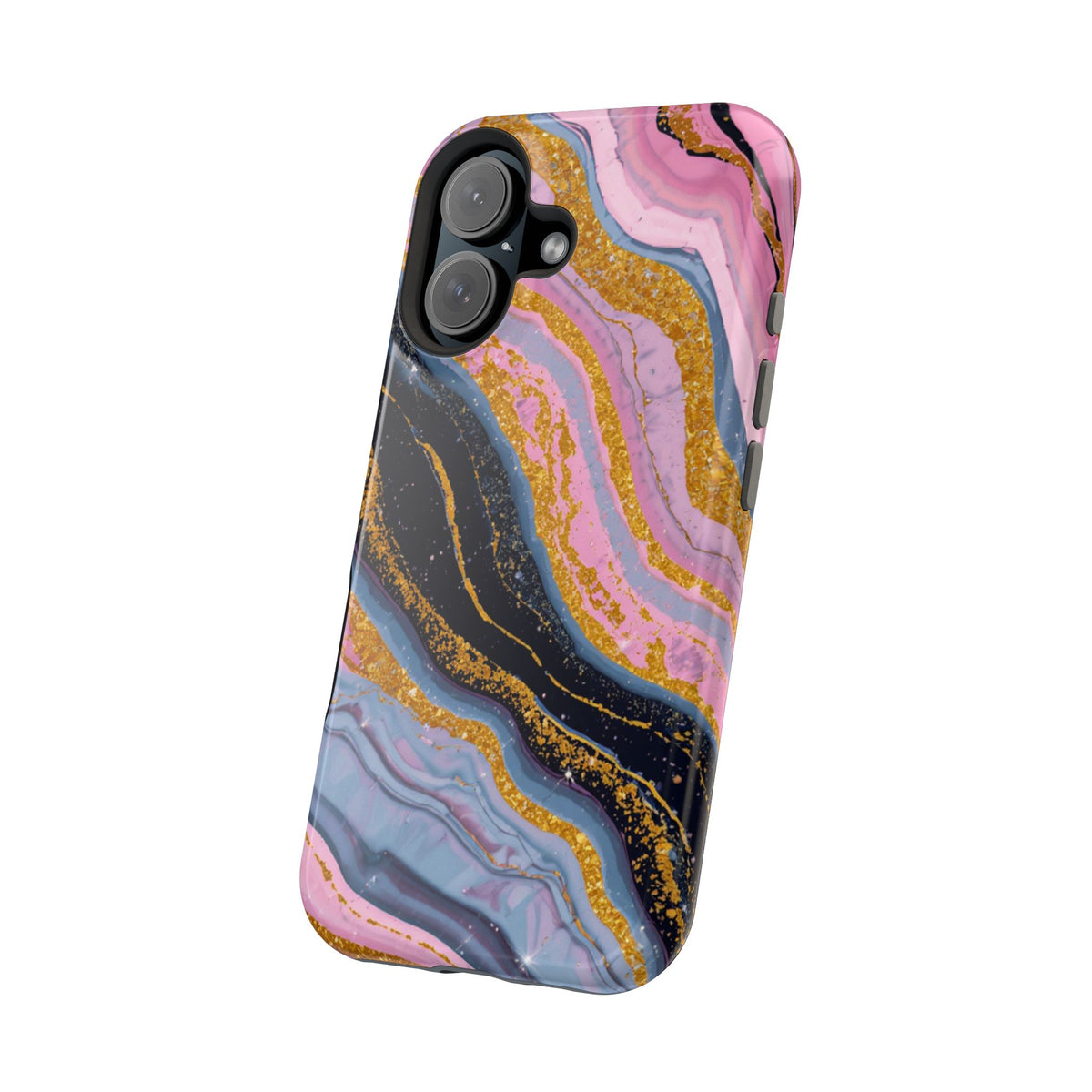 Marbled Pink & Gold Magnetic Phone Case — Impact-Resistant Protective Cover