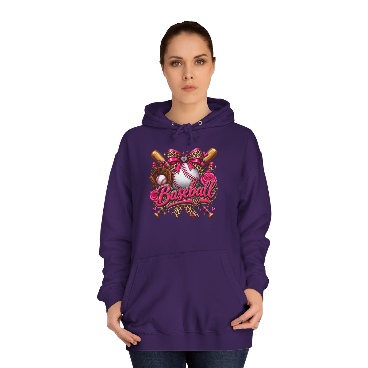 Baseball Heart Graphic Hoodie – Pink Softball/Baseball Team Pullover
