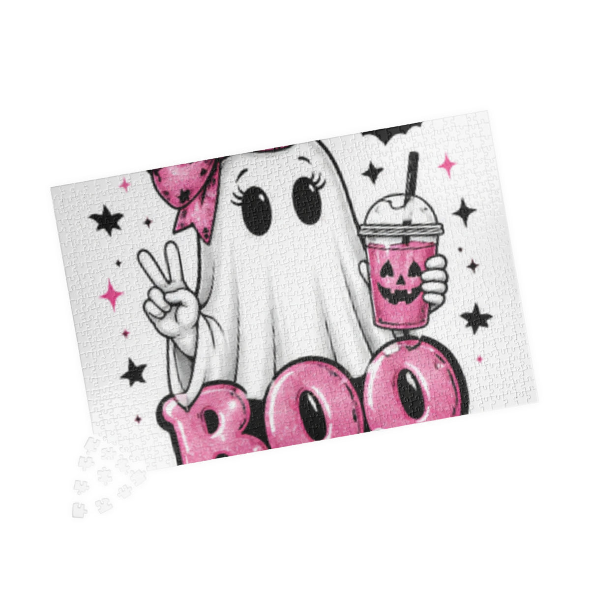 Boo Babes Halloween Puzzle — Cute Ghost with Pink Bow (110–1014 pcs)