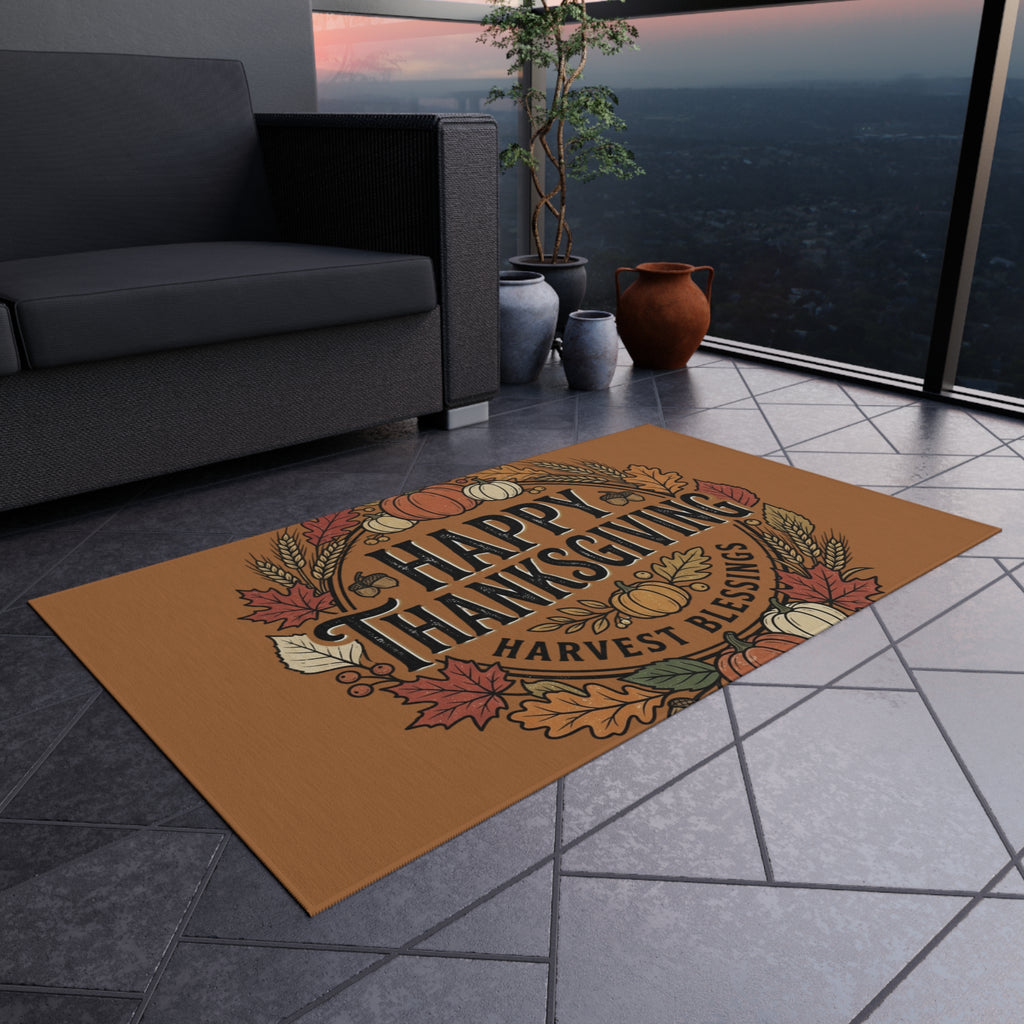 Happy Thanksgiving Outdoor Rug — Harvest Blessings Fall Doormat