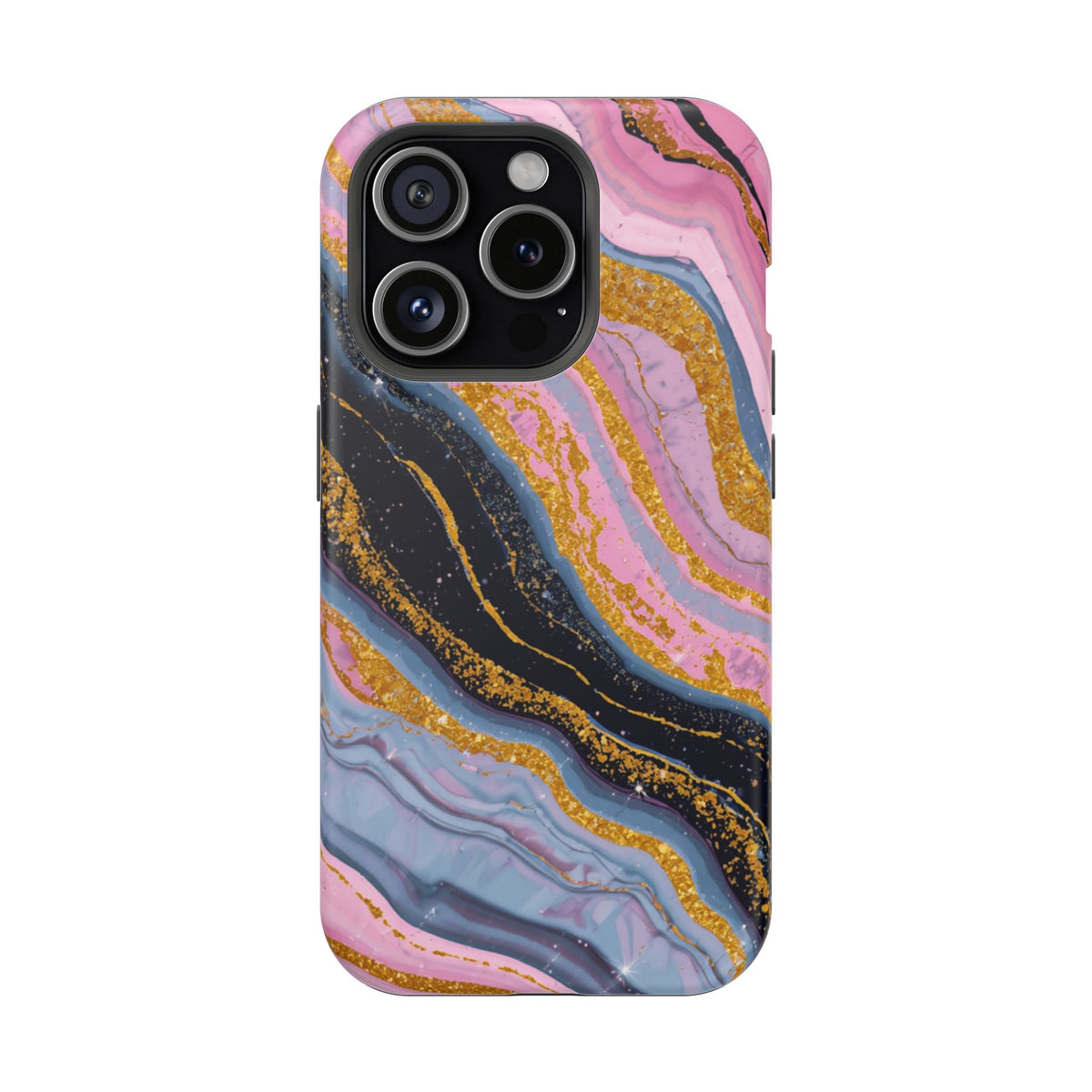 Marbled Pink & Gold Magnetic Phone Case — Impact-Resistant Protective Cover