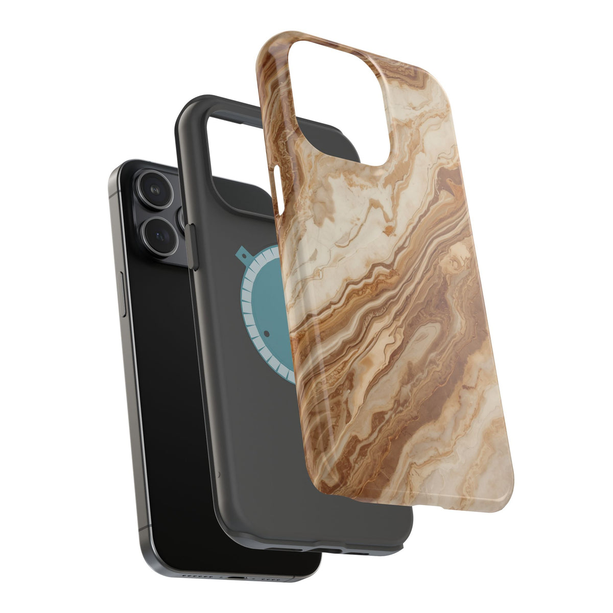 Magnetic Impact-Resistant Phone Case — Brown Marble Protective Cover