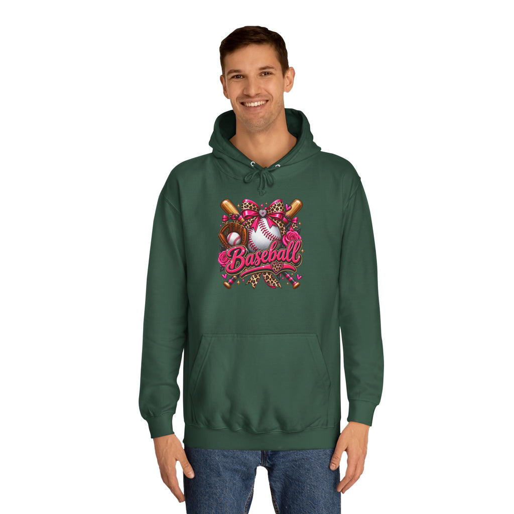 Baseball Heart Graphic Hoodie – Pink Softball/Baseball Team Pullover
