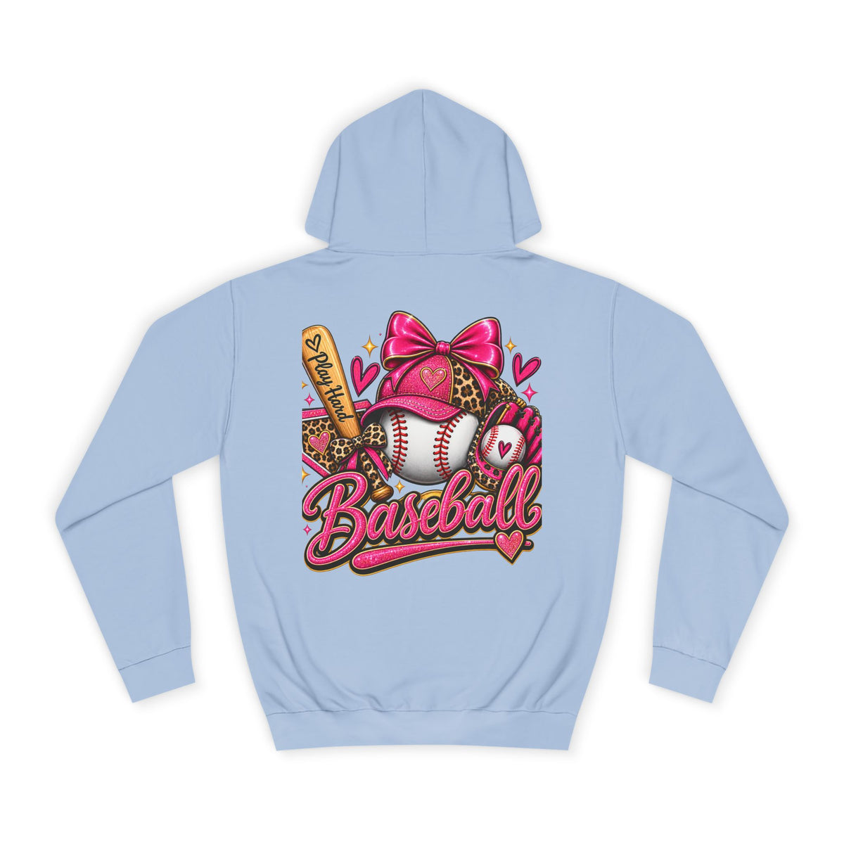 Baseball Hoodie – Cute Pink Bow Softball Fan Pullover