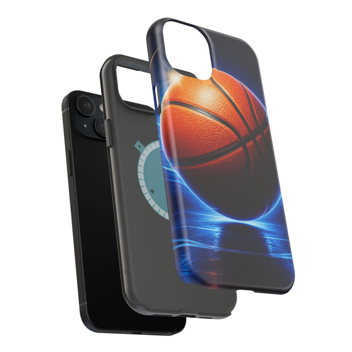 Basketball Magnetic Impact-Resistant Phone Case — Neon Court Design