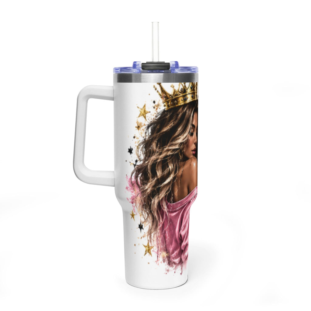 40oz Vacuum Tumbler - Glam Queen Crowned Girl Design (She Remembered Who She Was)