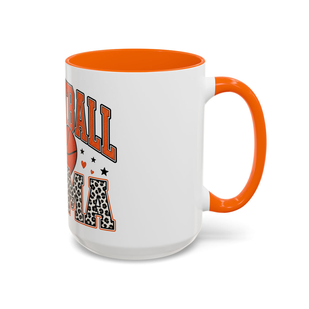 Basketball Mama Accent Coffee Mug – Leopard Print Hoop Mom Gift (11/15oz)
