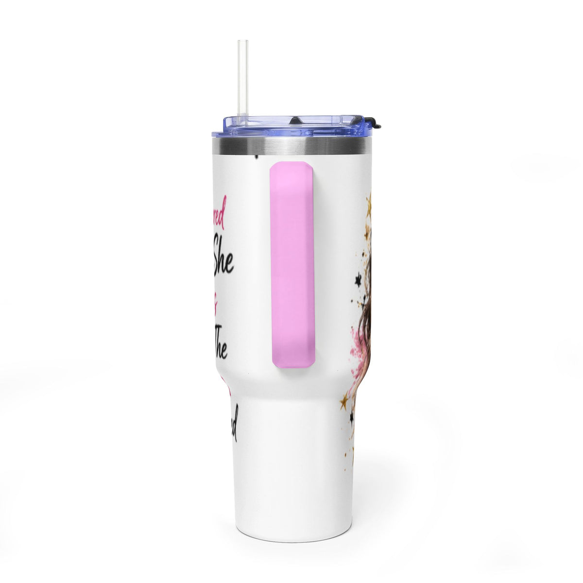 40oz Vacuum Tumbler - Glam Queen Crowned Girl Design (She Remembered Who She Was)