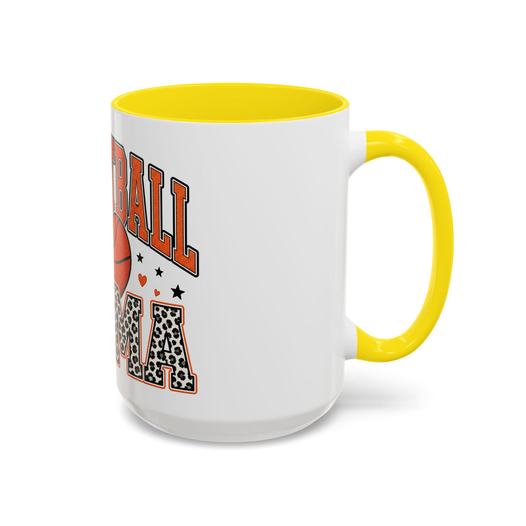 Basketball Mama Accent Coffee Mug – Leopard Print Hoop Mom Gift (11/15oz)