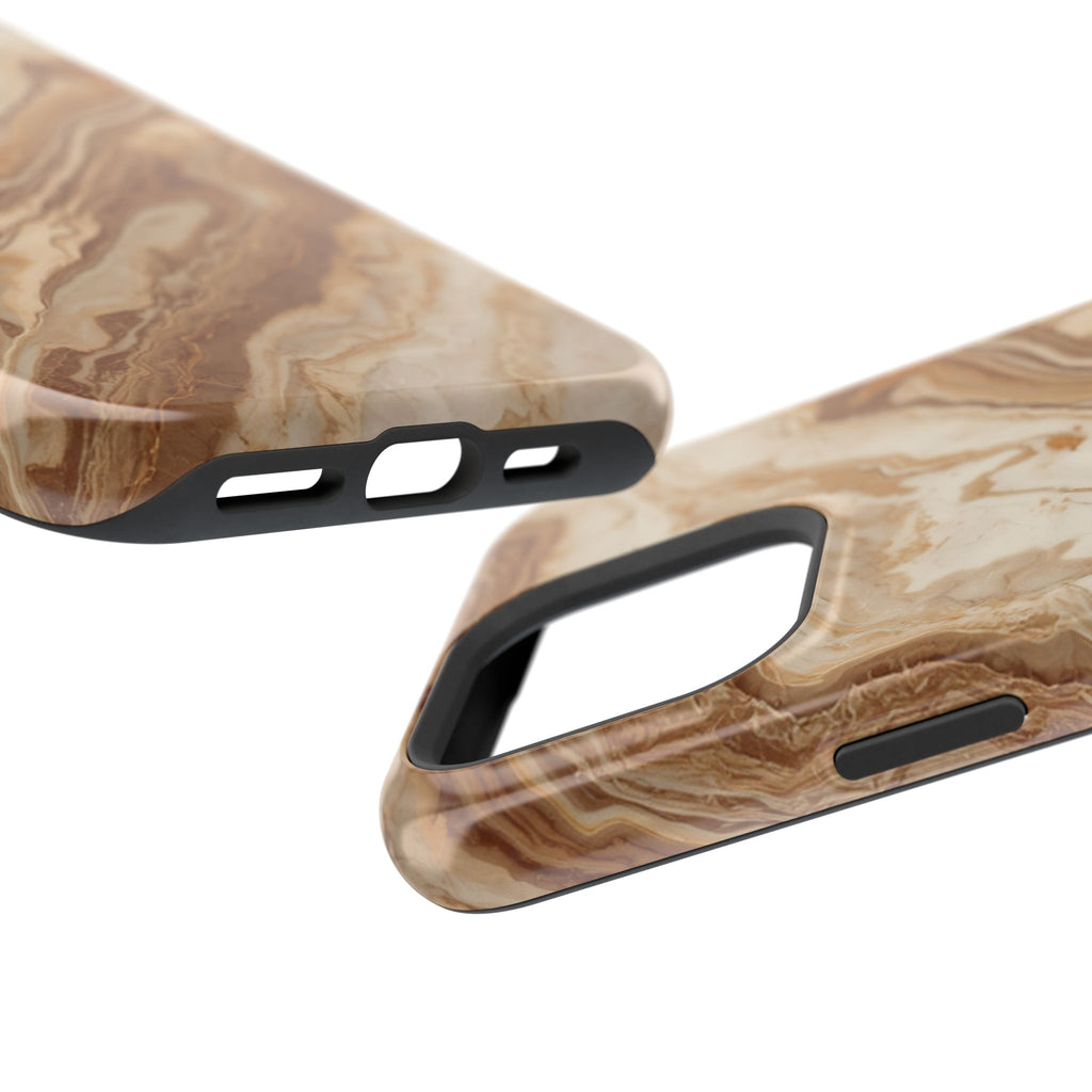 Magnetic Impact-Resistant Phone Case — Brown Marble Protective Cover
