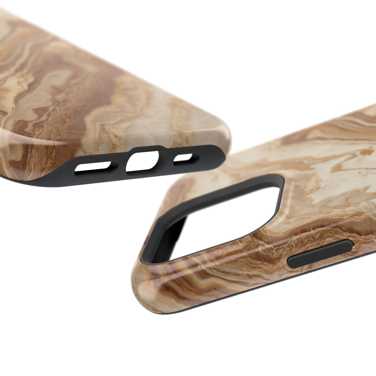 Magnetic Impact-Resistant Phone Case — Brown Marble Protective Cover