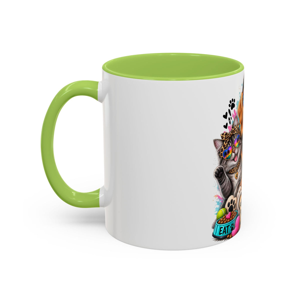 Coffee Mug — "Life is Better with Pets" Colorful Dog & Cat Paw-some Design (11/15 oz)