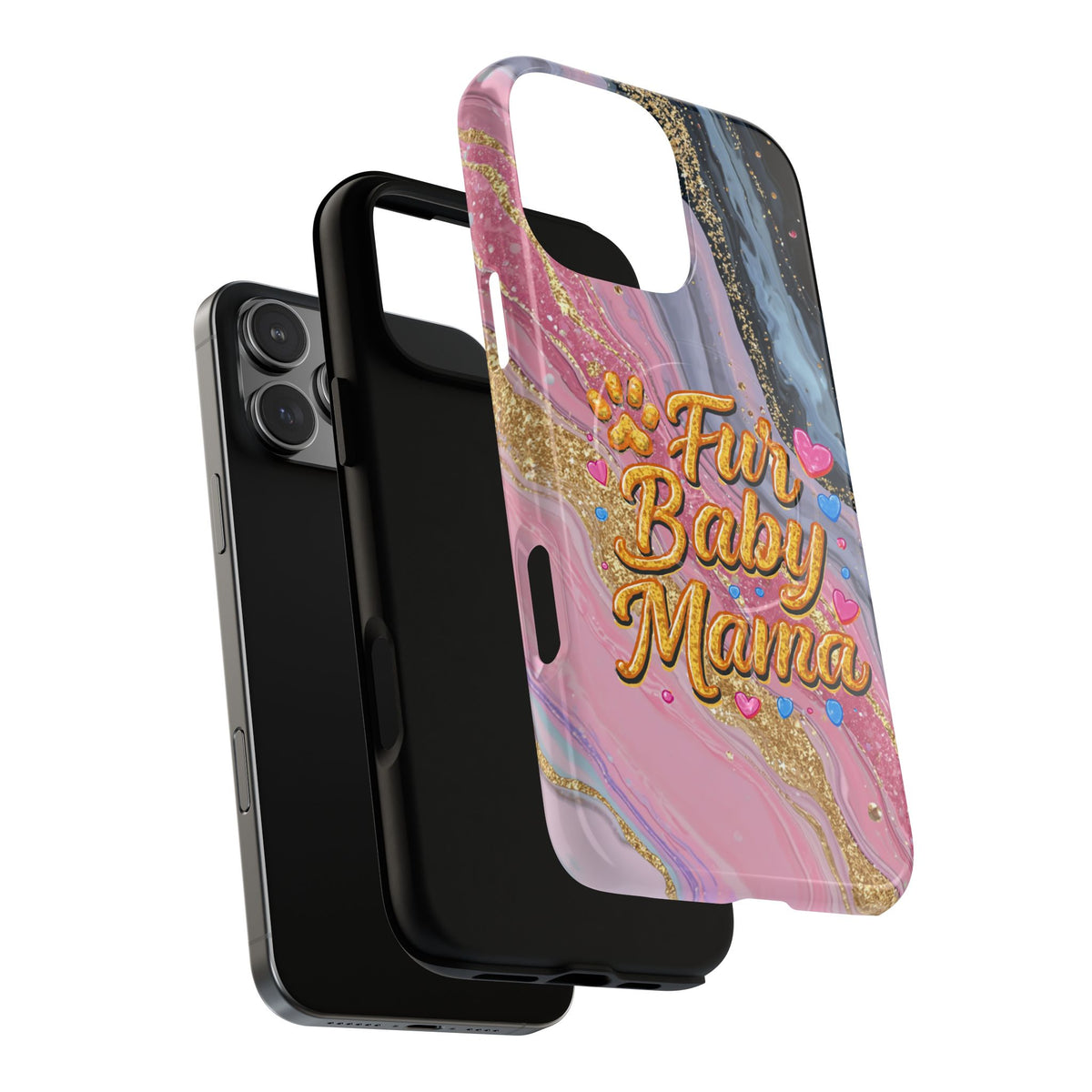 Phone Case — “Fur Baby Mama” Pink Marble Tough Magnetic Case