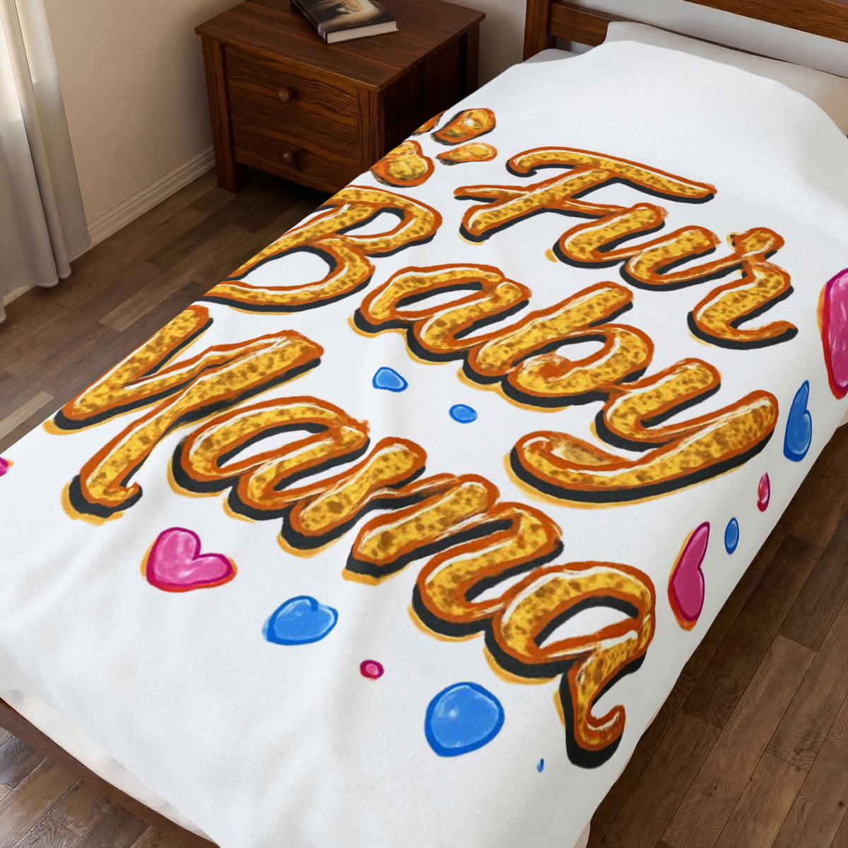 Velveteen Plush Blanket — "Fur Baby Mama" Cozy Pet Lover Throw