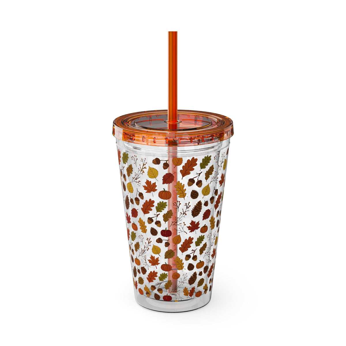 Autumn Leaves 16oz Tumbler with Straw – Fall Floral Insulated Cup