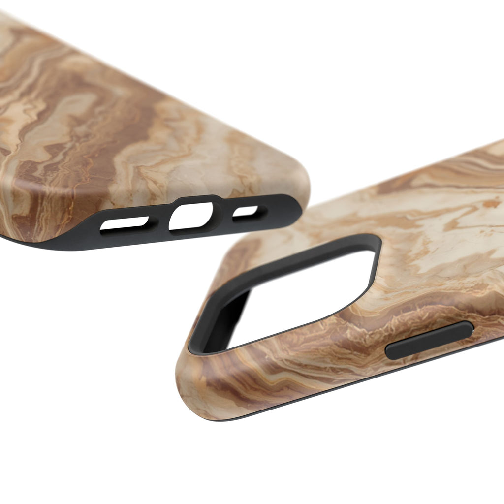 Magnetic Impact-Resistant Phone Case — Brown Marble Protective Cover