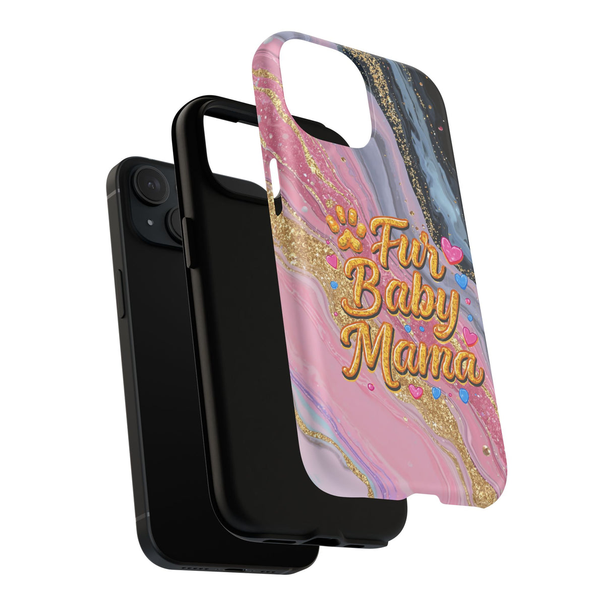 Phone Case — “Fur Baby Mama” Pink Marble Tough Magnetic Case