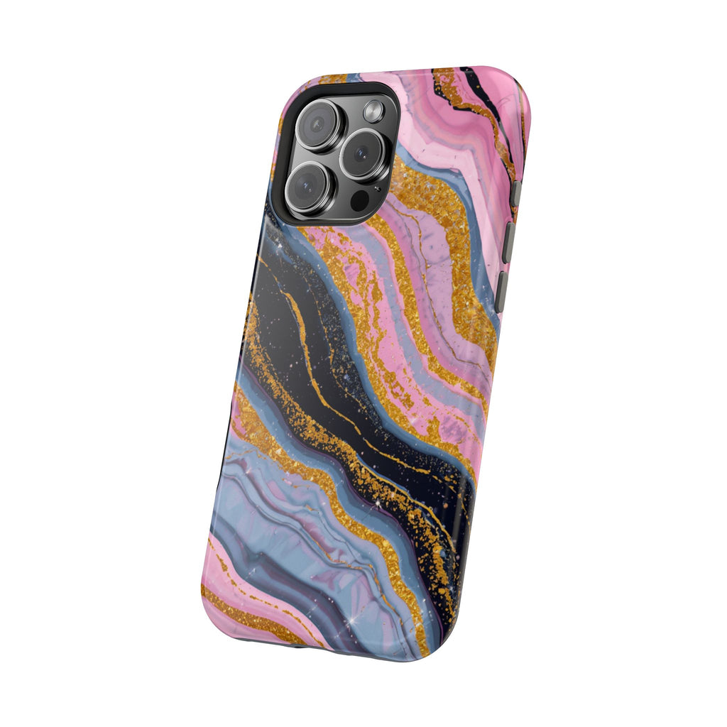 Marbled Pink & Gold Magnetic Phone Case — Impact-Resistant Protective Cover