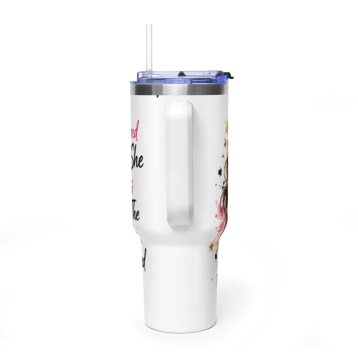 40oz Vacuum Tumbler - Glam Queen Crowned Girl Design (She Remembered Who She Was)