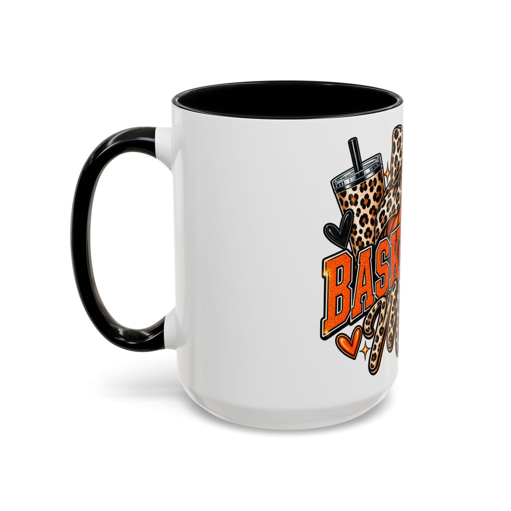 Basketball Mama Accent Coffee Mug – Leopard Bow Basketball Mom Gift (11/15oz)