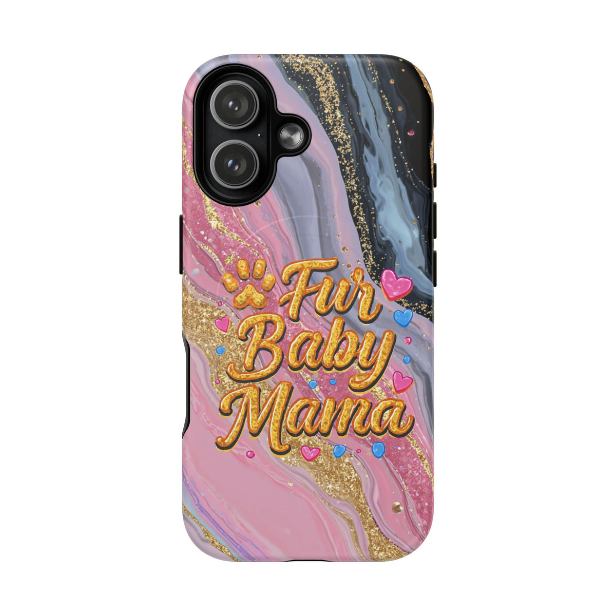 Phone Case — “Fur Baby Mama” Pink Marble Tough Magnetic Case