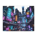 Neo-Kyoto Cyberpunk City Matte Canvas Print